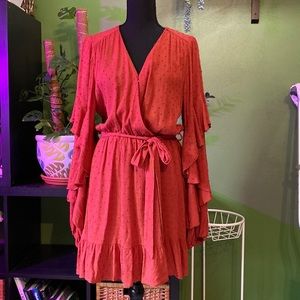 Burnt orange ruffle dress